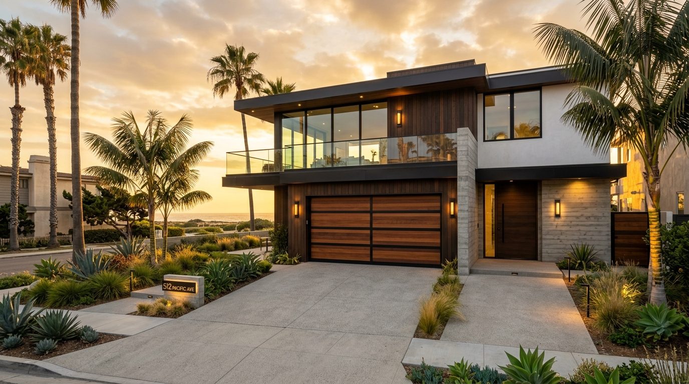 Ruby Wright Garage Door Rapid Service Exterior Closed Garage Door at Twilight